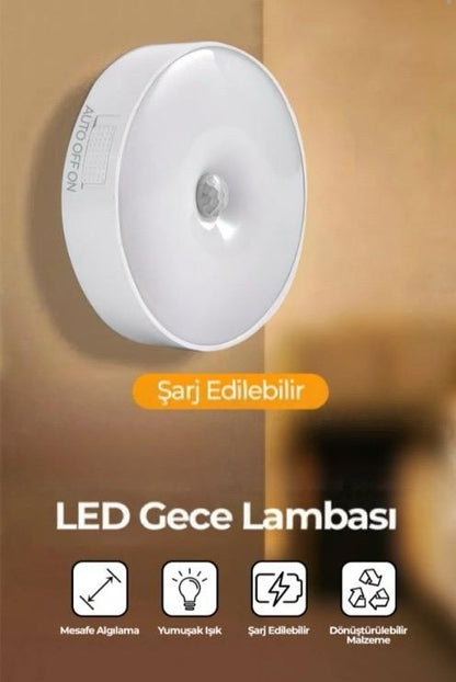 Şarjlı hareket sensörlü LED gece lambası – Mıknatıslı